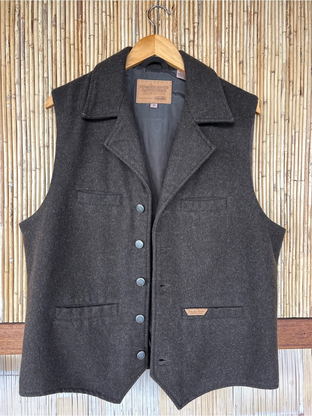 Powder River Panhandle Brown Wool Vest M Cowboy Western Retro Outdoor Ranch